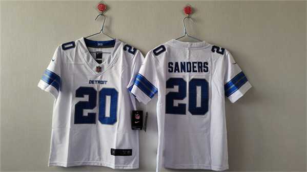 Women%27s Detroit Lions #20 Barry Sanders White Vapor Stitched Jersey